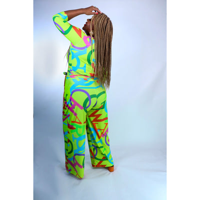 Lyric Palazzo Pants |  Nostalgia- Lime Combo - G'wan by Charon