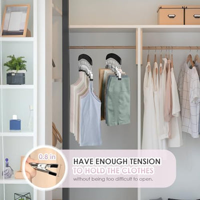 Leggings Hangers for Closet, MEILIDY 2 Pcs Wooden Hanging Leggings Organizer Hanger with Multi Clips Space Saving Scarf Organizer Storage Leggings Holder with 360° Swivel Hook - Black