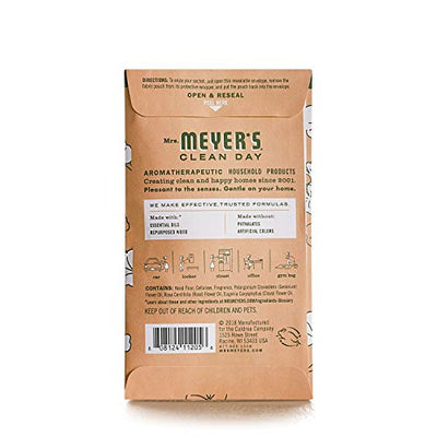 MRS. MEYER'S CLEAN DAY Air Freshener Sachets, Fragrance for your Locker, Car, Closet, and Gym Bag, Geranium, Pack of 3
