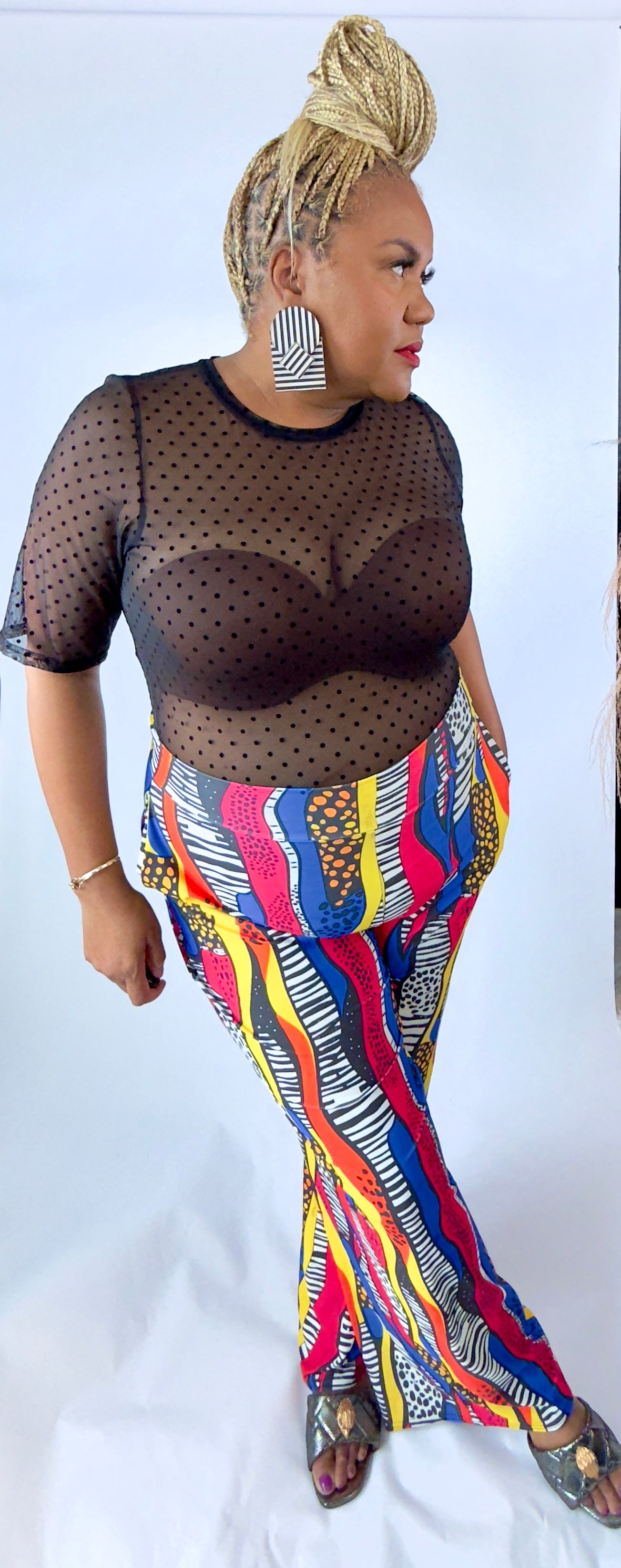 Noble Sheer Crew Neck | Swiss Dot | The Line Up Collection| Onyx