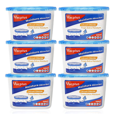 Vacplus Moisture Absorbers 6 Pack, 10.5 Oz Portable Humidity Absorber Boxes for Your Bathroom, Closet & Car, Dehumidifier and Odor Eliminator with Fragrance Free for Fresher Air, Navy Blue