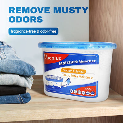 Vacplus Moisture Absorbers 6 Pack, 10.5 Oz Portable Humidity Absorber Boxes for Your Bathroom, Closet & Car, Dehumidifier and Odor Eliminator with Fragrance Free for Fresher Air, Navy Blue