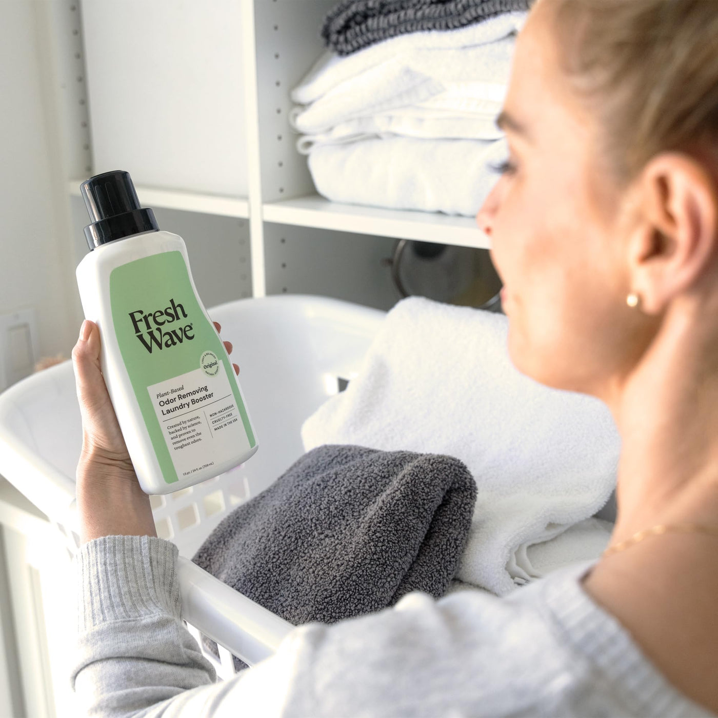 Fresh Wave Odor Removing Laundry Booster, 24 fl. Oz. | Laundry Scent Booster | Safer Odor Relief | Natural Plant-Based Odor Eliminator | Pet Bedding, Activewear, Blankets, Clothes & Fabrics
