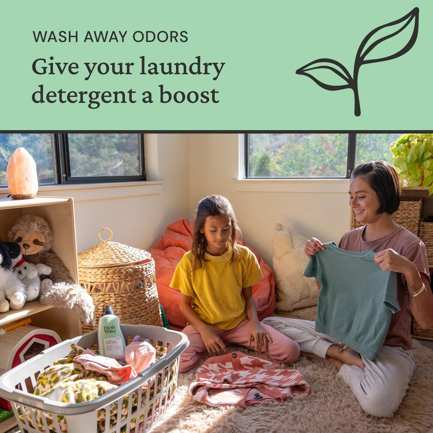 Fresh Wave Odor Removing Laundry Booster, 24 fl. Oz. | Laundry Scent Booster | Safer Odor Relief | Natural Plant-Based Odor Eliminator | Pet Bedding, Activewear, Blankets, Clothes & Fabrics