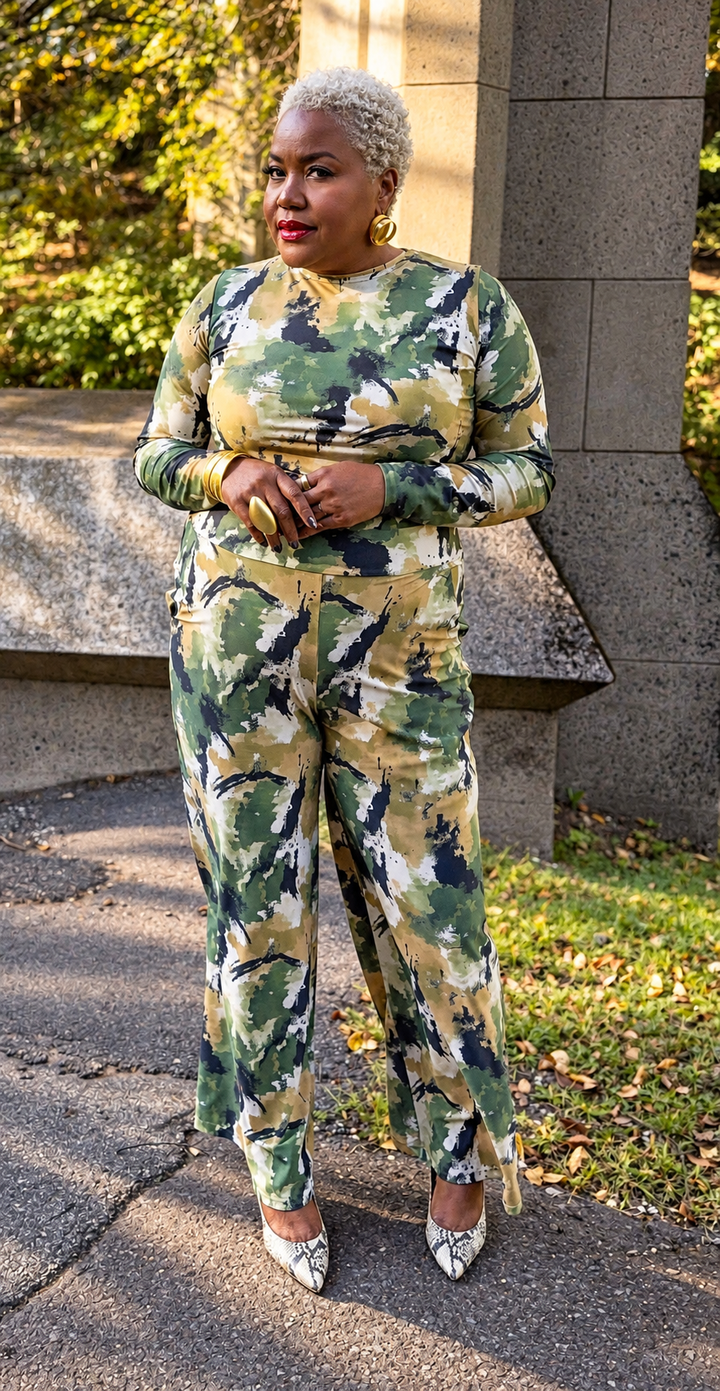 Lyric Palazzo Pants 2.0  | Monet Camo Collection