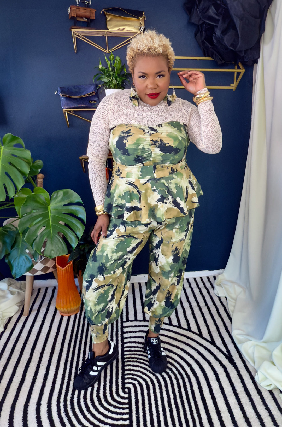 Living Peplum Tube Top | Monet Camo Collection