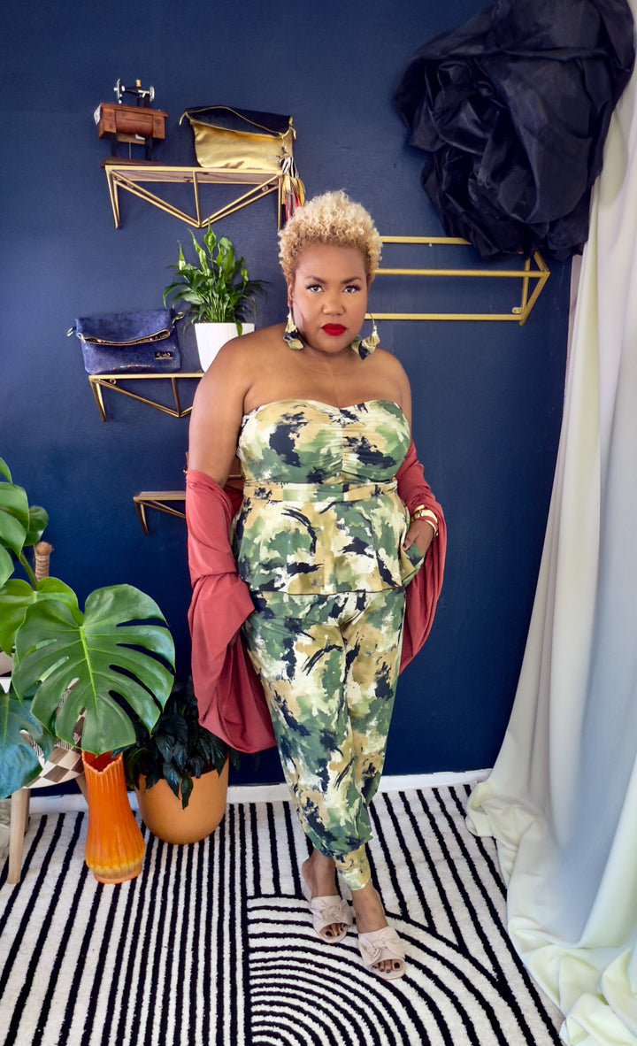 Living Peplum Tube Top | Monet Camo Collection
