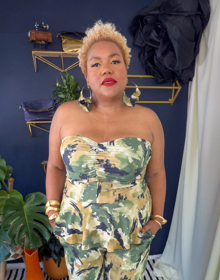 Living Peplum Tube Top | Monet Camo Collection