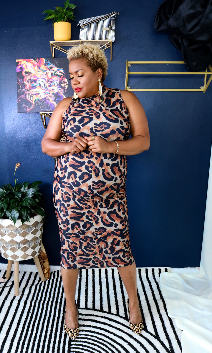 Shai Mock Neck Dress | Untamed Leopard