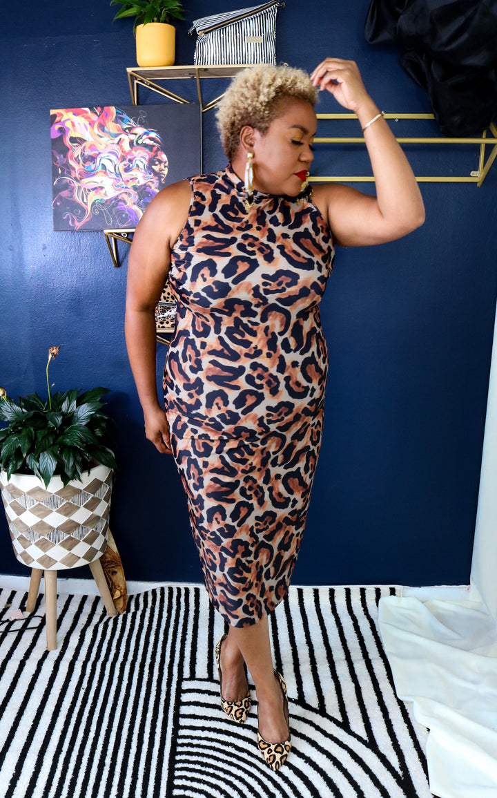 Shai Mock Neck Dress | Untamed Leopard