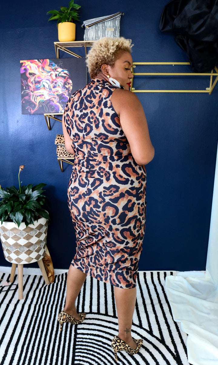 Shai Mock Neck Dress | Untamed Leopard