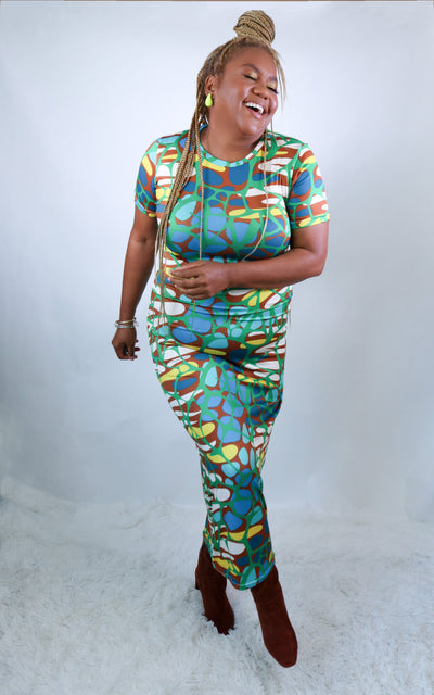 Nobo Crew Neck Frock |Charlotte's Web | Green Combo