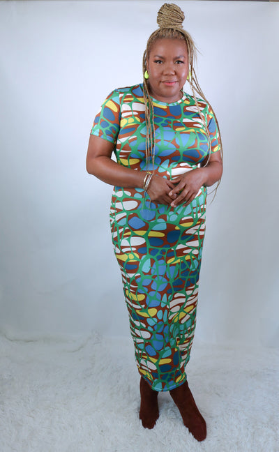Nobo Crew Neck Frock |Charlotte's Web | Green Combo