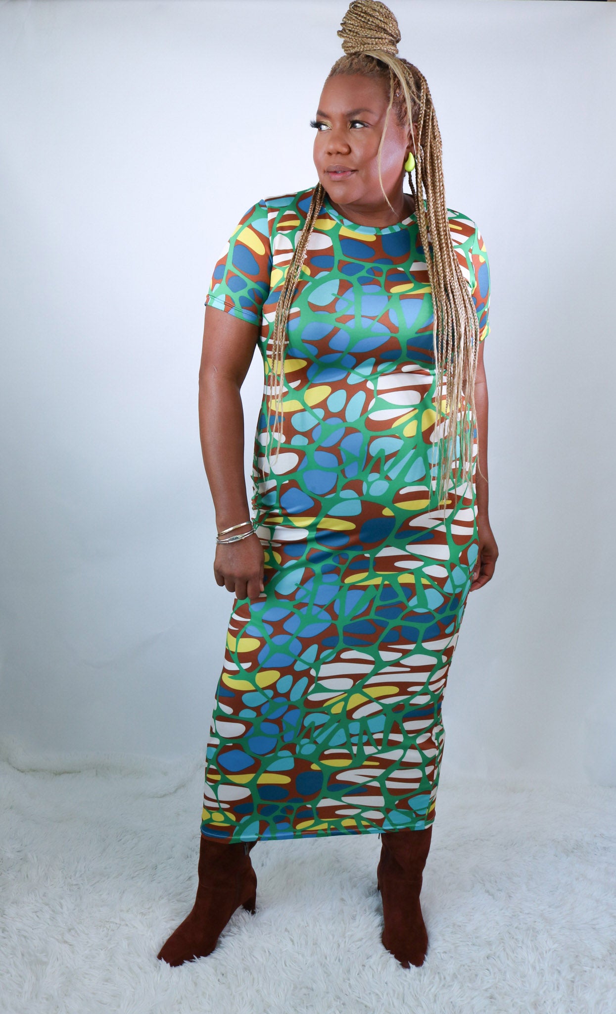 Nobo Crew Neck Frock |Charlotte's Web | Green Combo