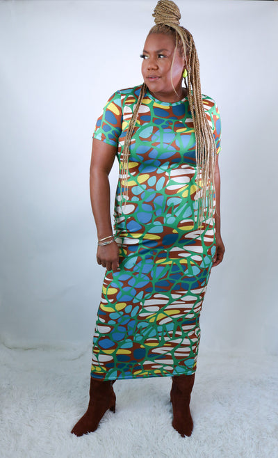Nobo Crew Neck Frock |Charlotte's Web | Green Combo